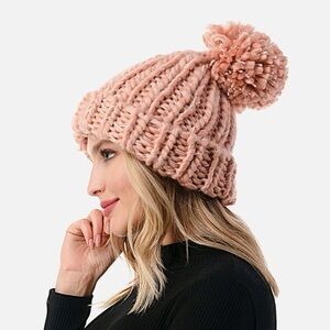Cozy Chunky Mauve Knit Beanie - Super Soft